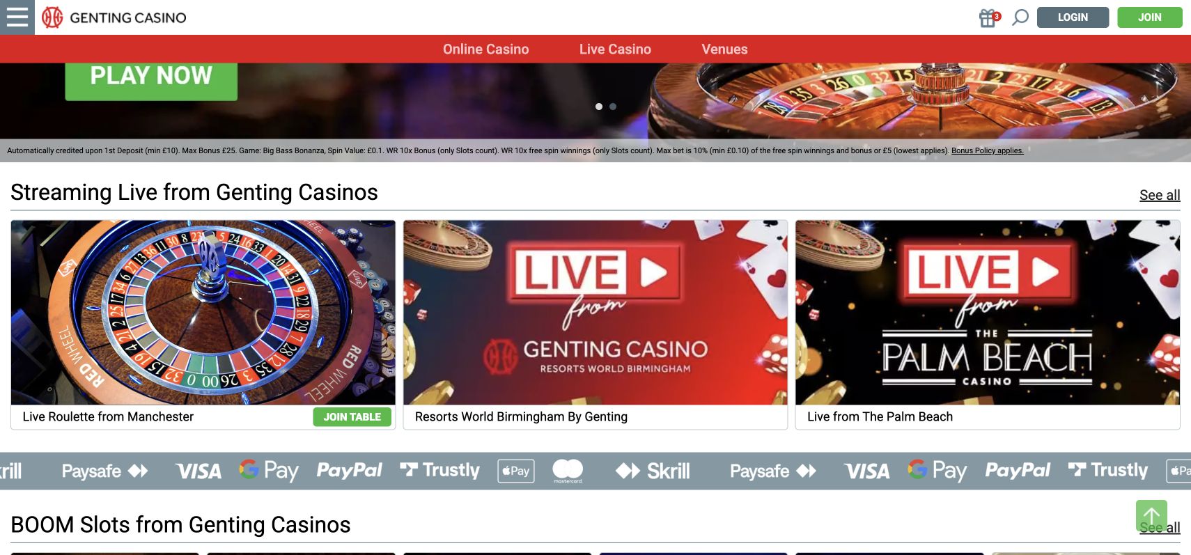 Genting Casino homepage