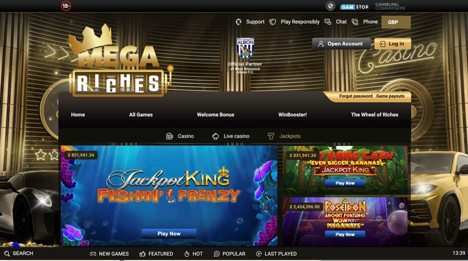 Mega Riches homepage