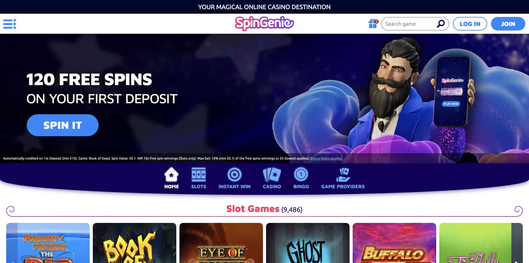 Spin Genie homepage